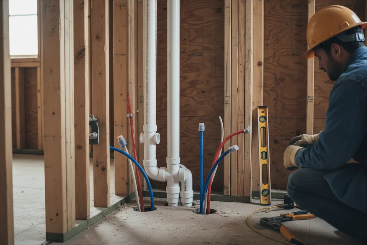 Drain and supply rough-in during Drain Cleaning in Colcord