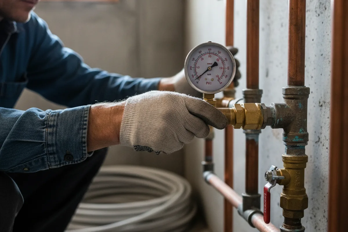 Pressure testing a repaired line during Water Line Repair in Colcord